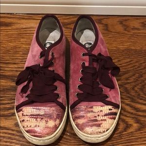 Lanvin pink suede sneakers